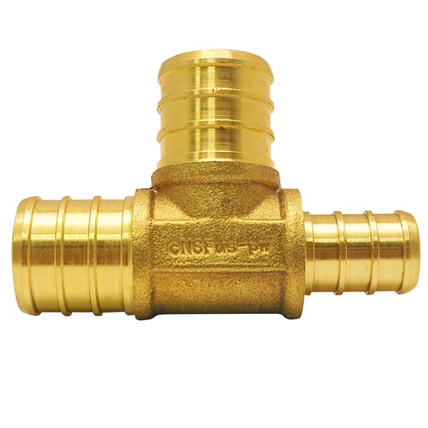 Apollo 3/4 in. x 1/2 in. x 3/4 in. Brass PEX Barb Reducing Tee APXT341234 - main